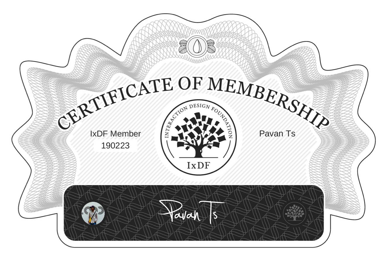 Certificate of Membership – Pavan Ts
