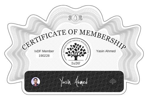 Certificate of Membership – Yasin Ahmed