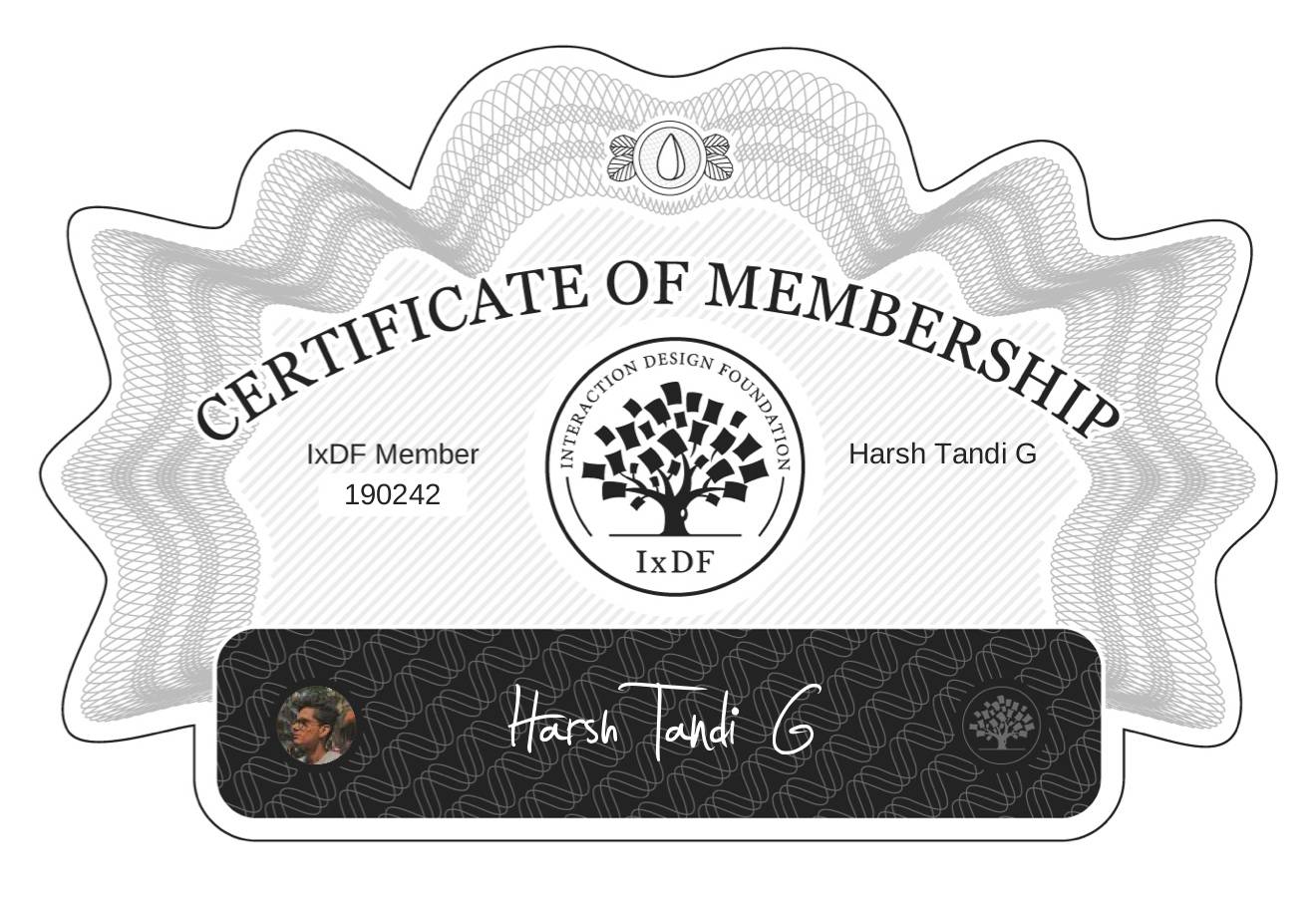 Certificate of Membership – Harsh Tandi G