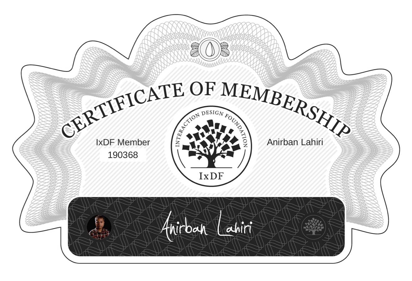 Certificate of Membership – Anirban Lahiri