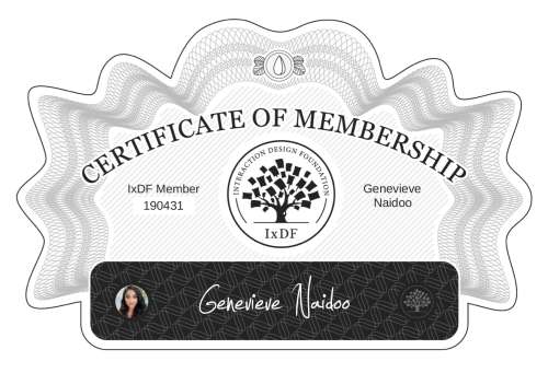 Certificate of Membership – Genevieve Naidoo