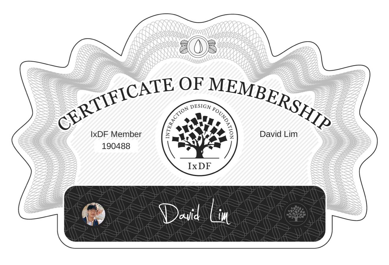 Certificate of Membership – David Lim