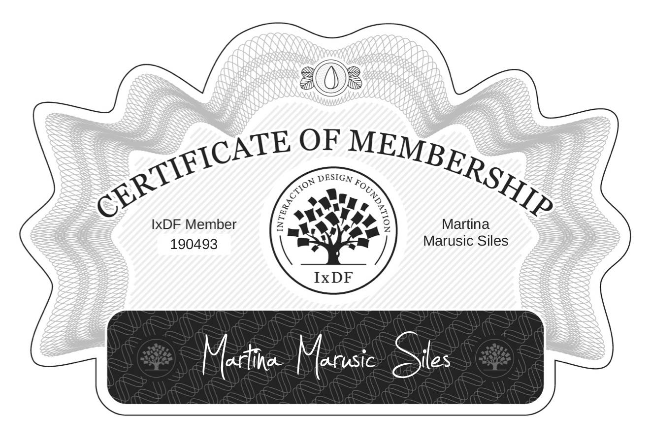 Certificate of Membership – Martina Marusic Siles