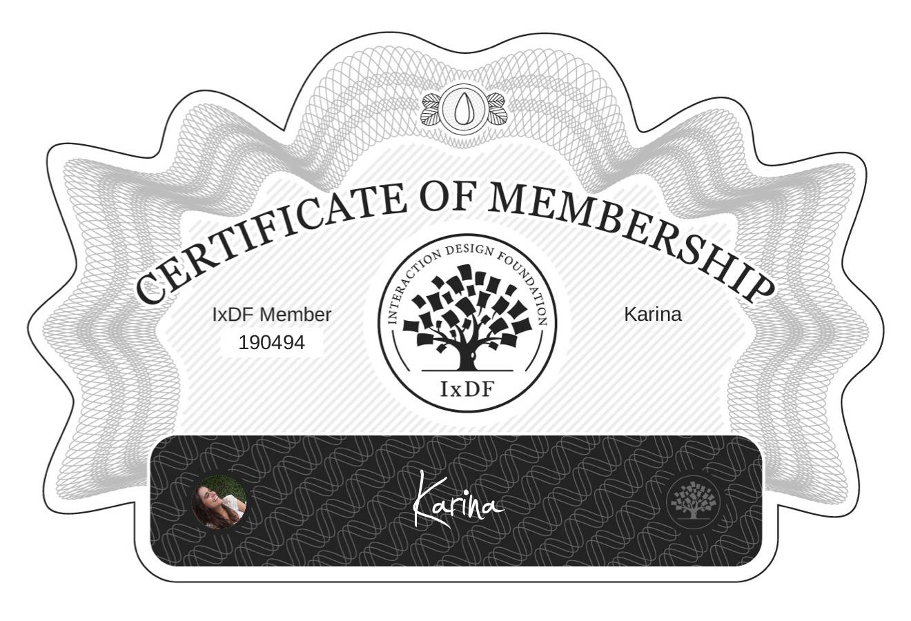 Certificate of Membership – Karina