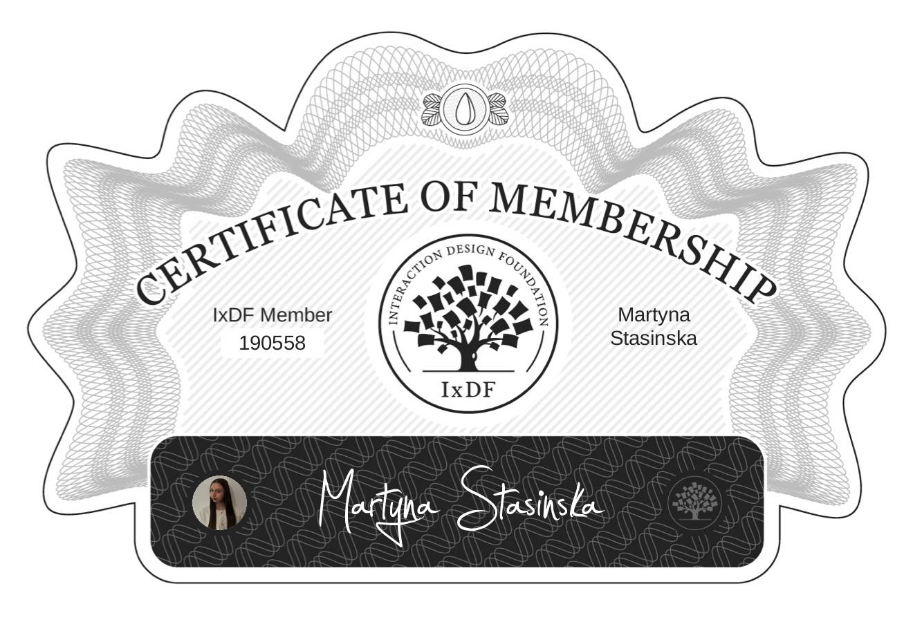 Certificate of Membership – Martyna Stasińska