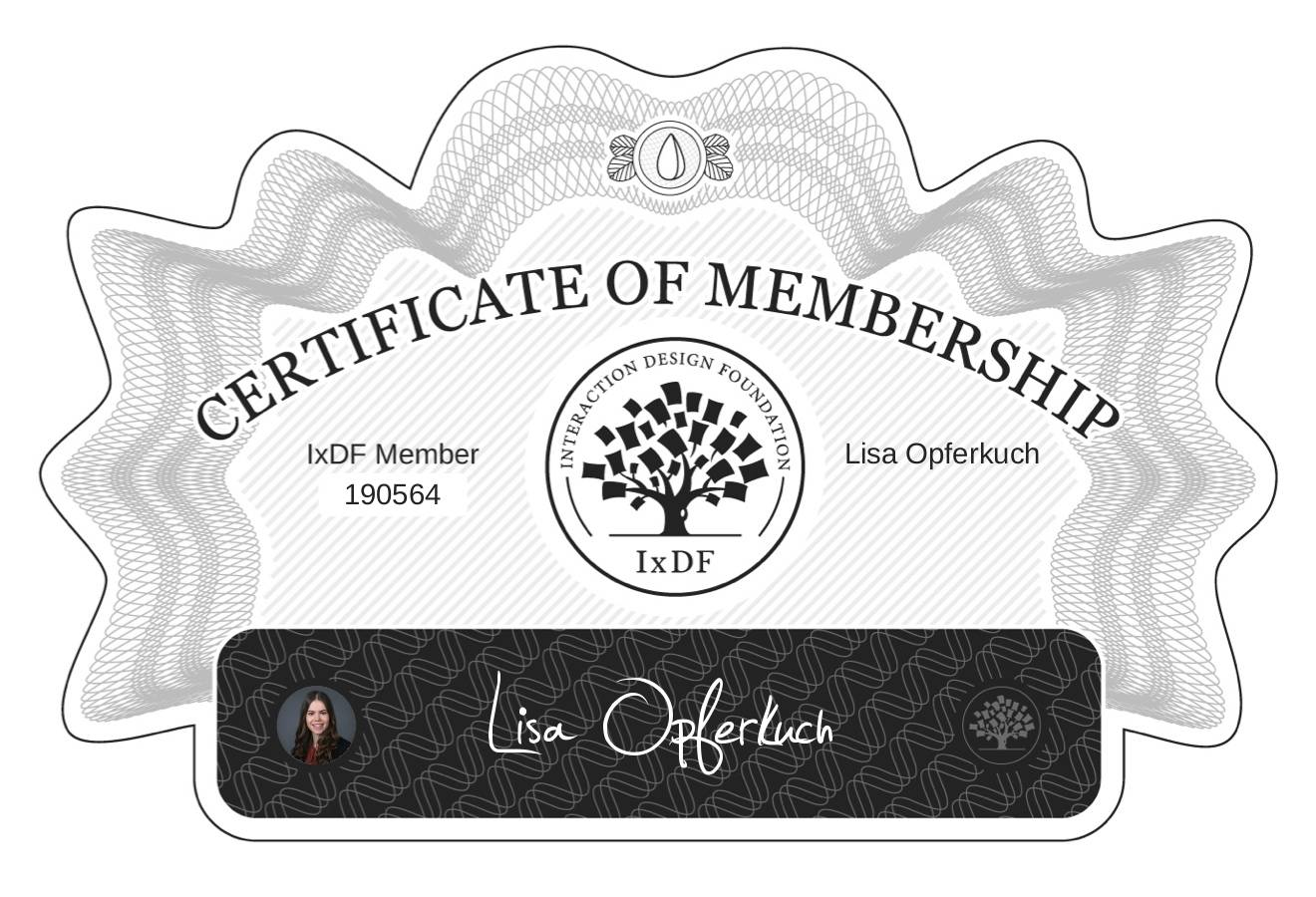 Certificate of Membership – Lisa Opferkuch
