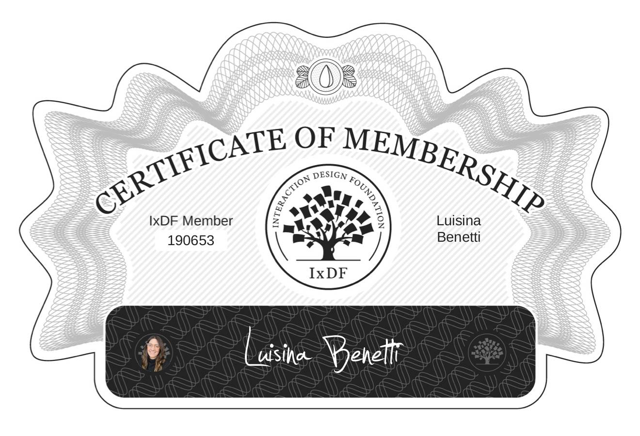 Certificate of Membership – Luisina Benetti