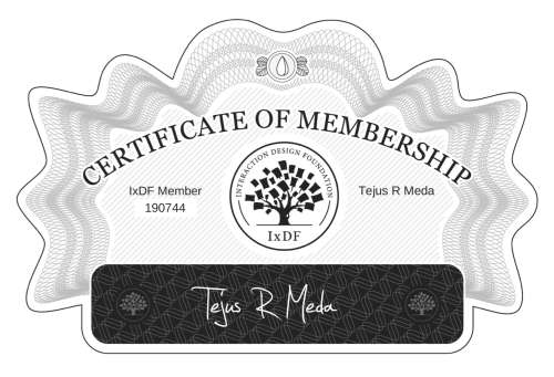 Certificate of Membership – Tejus R Meda