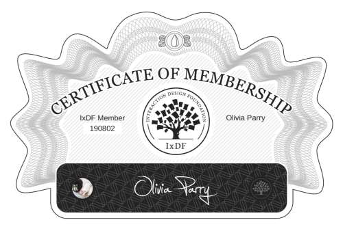 Certificate of Membership – Olivia Parry