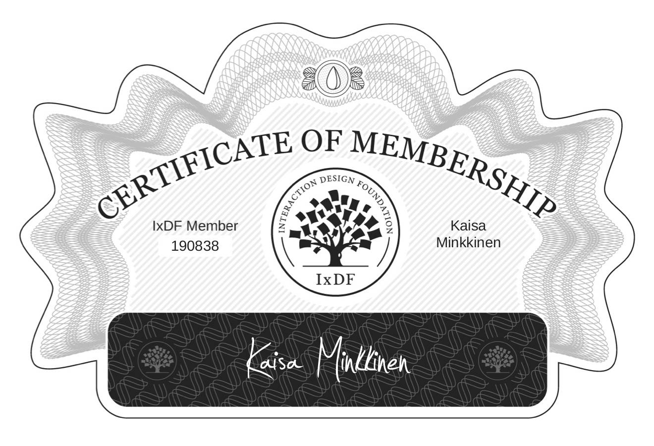 Certificate of Membership – Kaisa Minkkinen