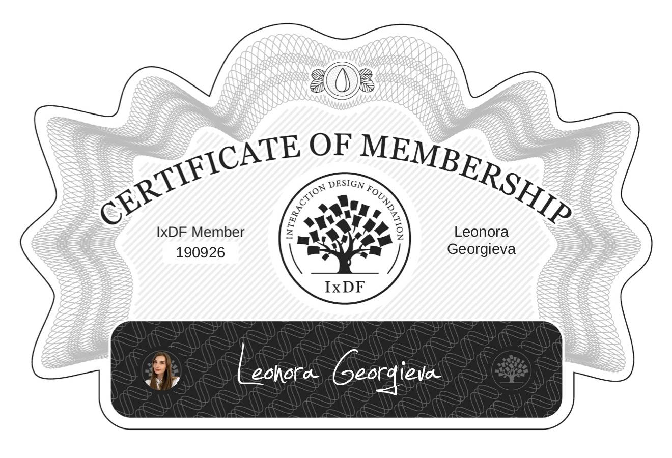 Certificate of Membership – Leonora Georgieva