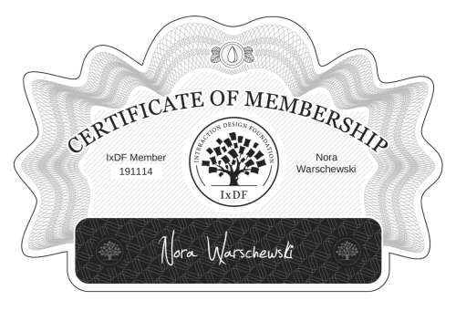 Certificate of Membership – Nora Warschewski