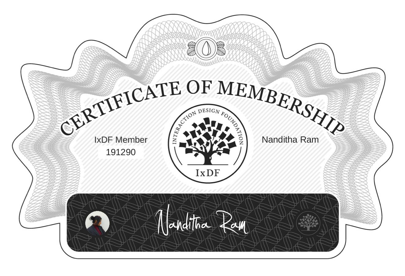 Certificate of Membership – Nanditha Ram