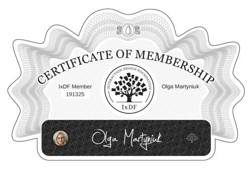 Certificate of Membership – Olga Martyniuk