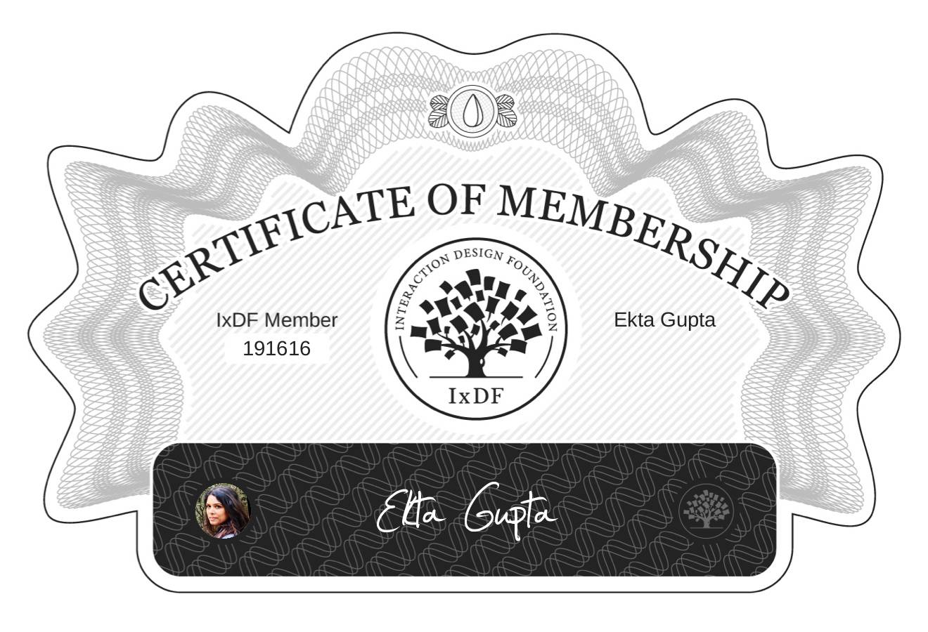 Certificate of Membership – Ekta Gupta