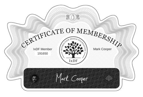 Certificate of Membership – Mark Cooper