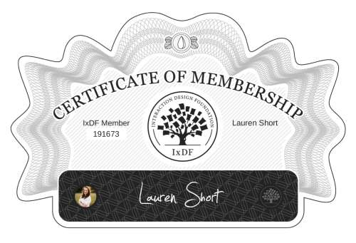 Certificate of Membership – Lauren Short