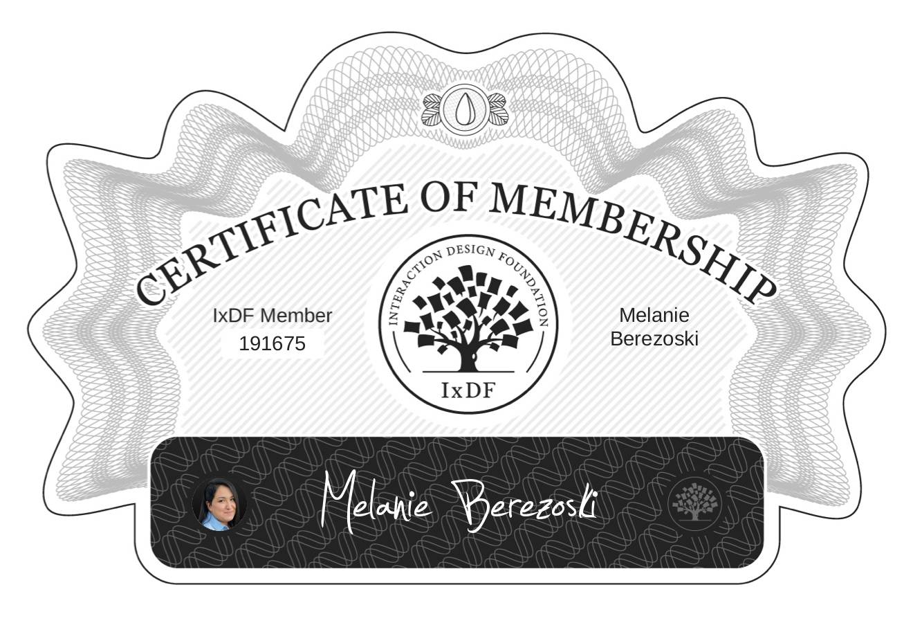 Certificate of Membership – Melanie Berezoski