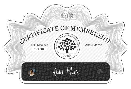 Certificate of Membership – Abdul Momin
