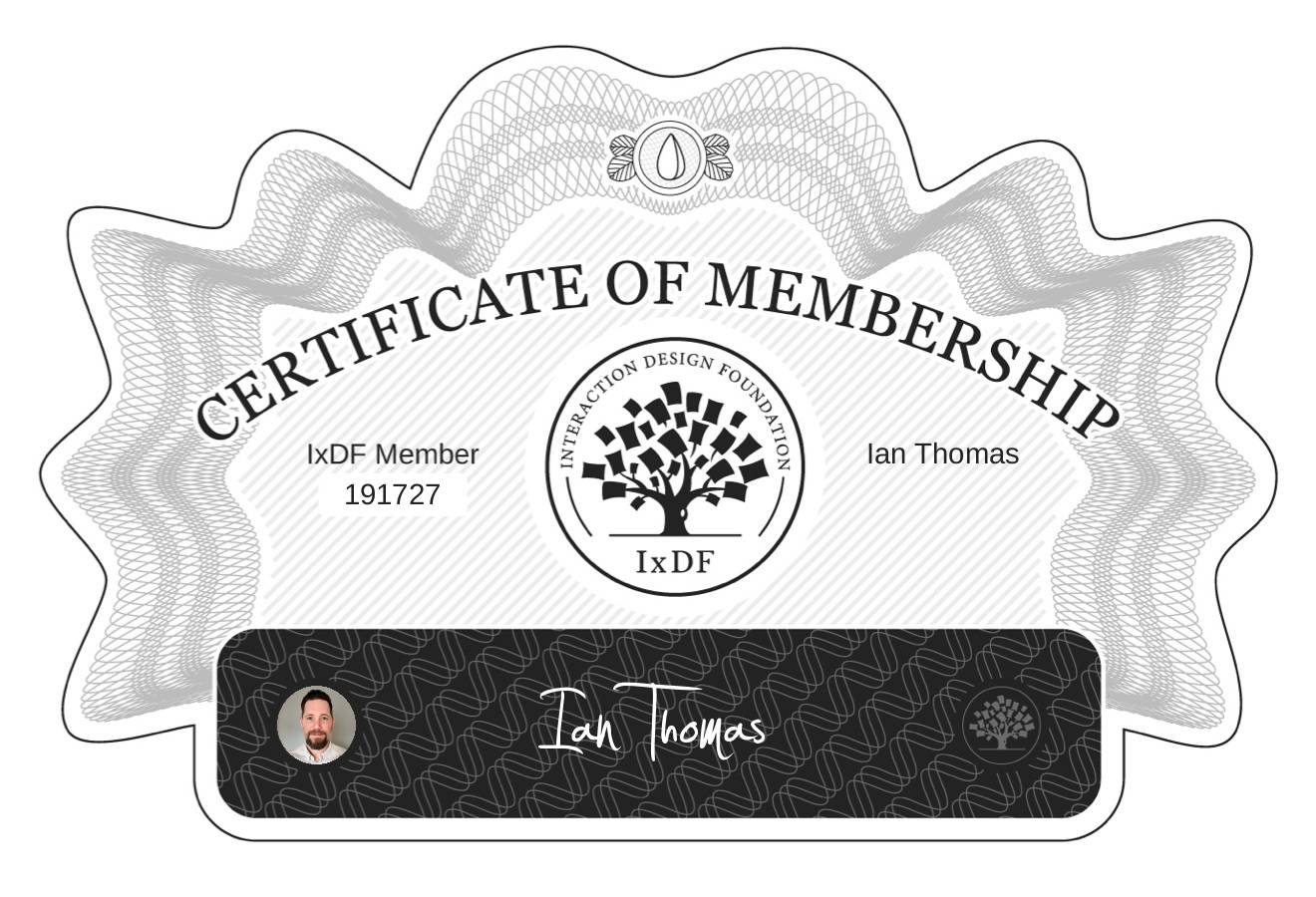 Certificate of Membership – Ian Thomas