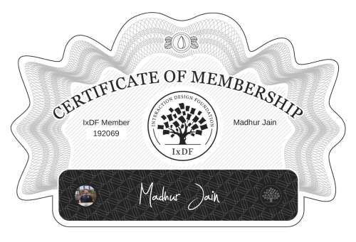 Certificate of Membership – Madhur Jain