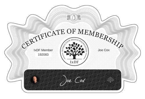 Certificate of Membership – Joe Cox