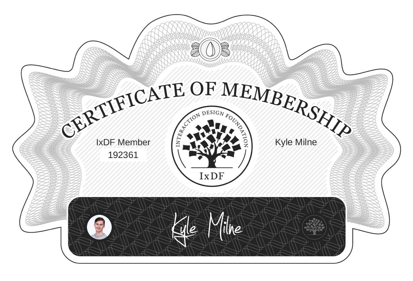Certificate of Membership – Kyle Milne
