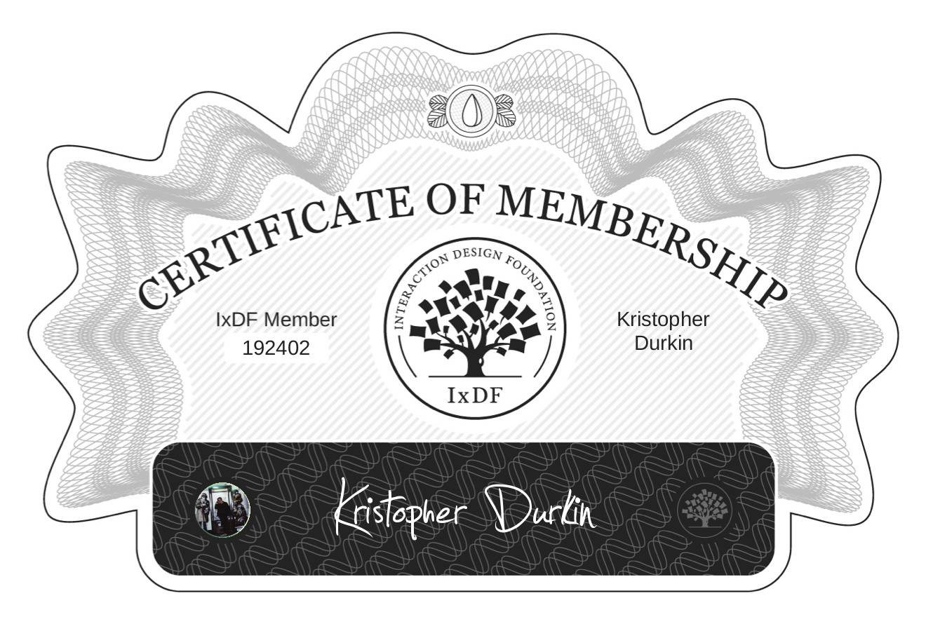 Certificate of Membership – Kristopher Durkin