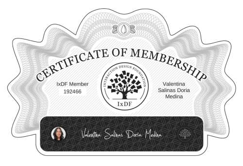 Certificate of Membership – Valentina Salinas Doria Medina