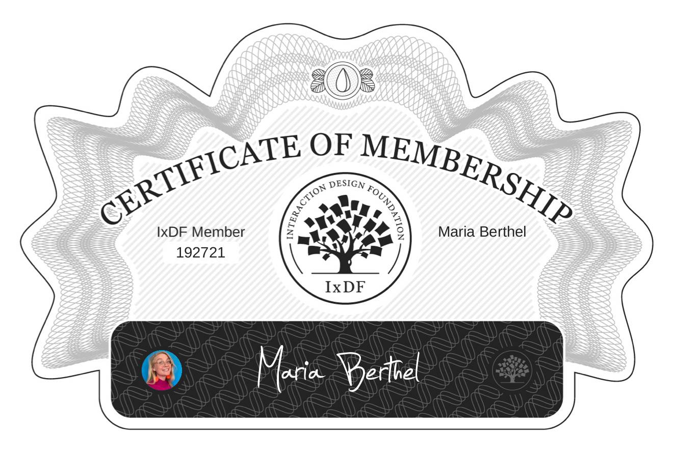 Certificate of Membership – Maria Berthel