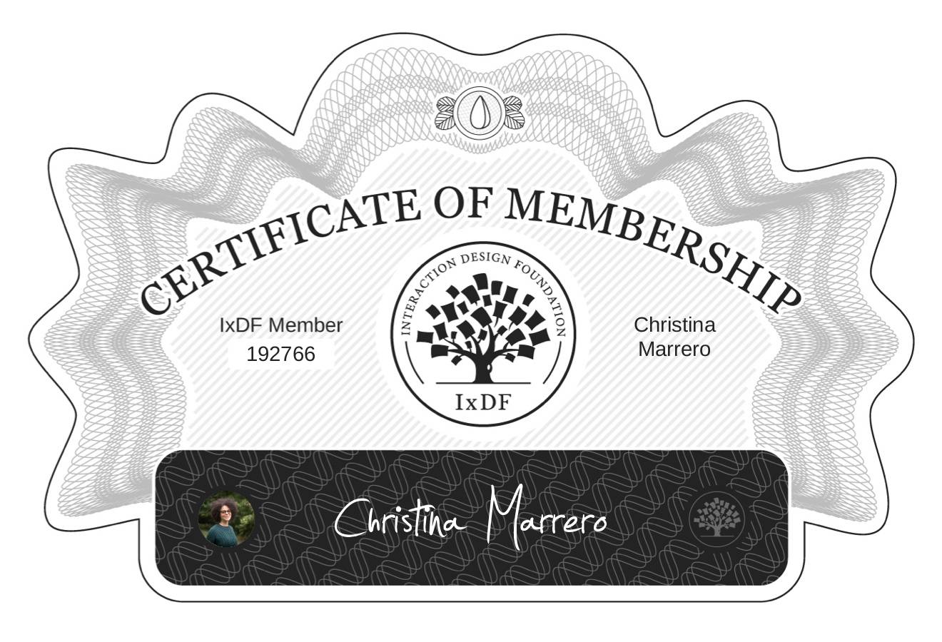 Certificate of Membership – Christina Marrero