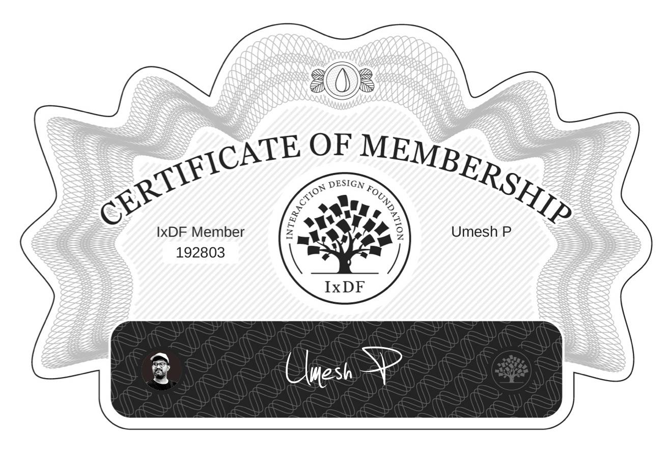 Certificate of Membership – Umesh P