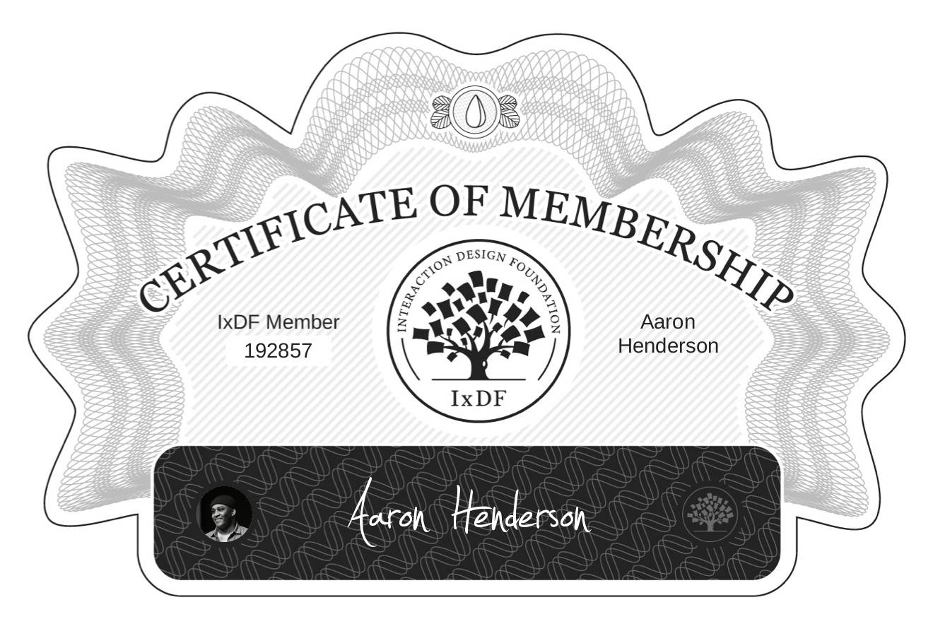 Certificate of Membership – Aaron Henderson