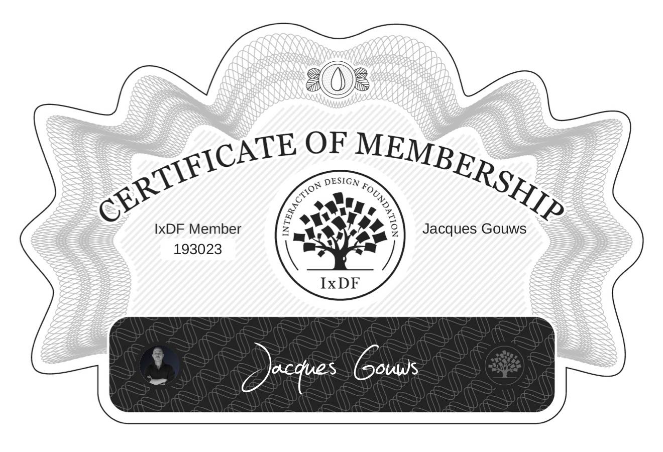 Certificate of Membership – Jacques Gouws