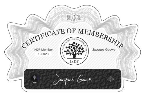 Certificate of Membership – Jacques Gouws