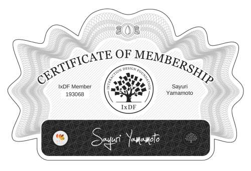 Certificate of Membership – Sayuri Yamamoto