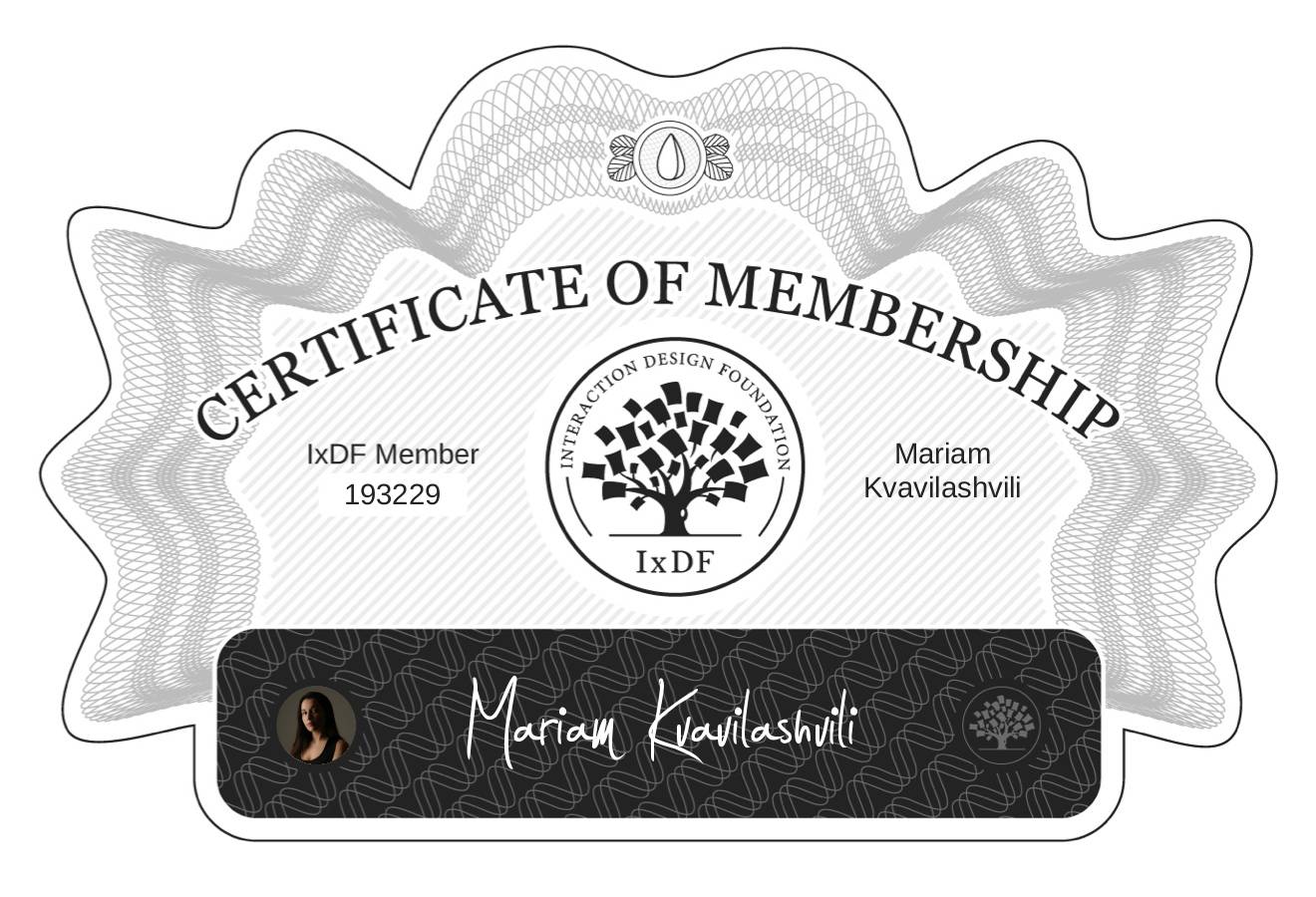 Certificate of Membership – Mariam Kvavilashvili