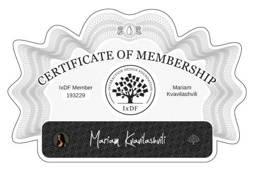 Certificate of Membership – Mariam Kvavilashvili
