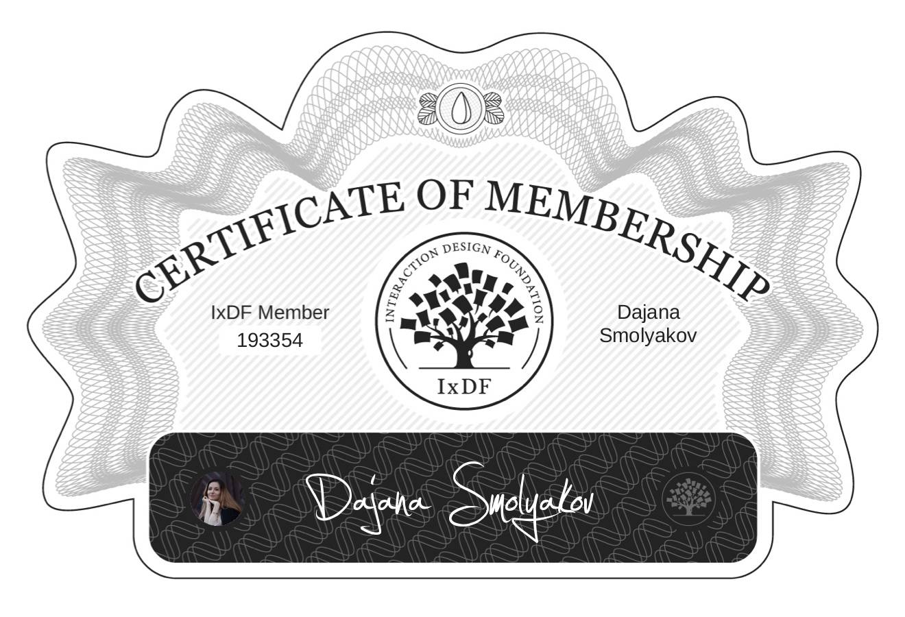 Certificate of Membership – Dajana Smolyakov