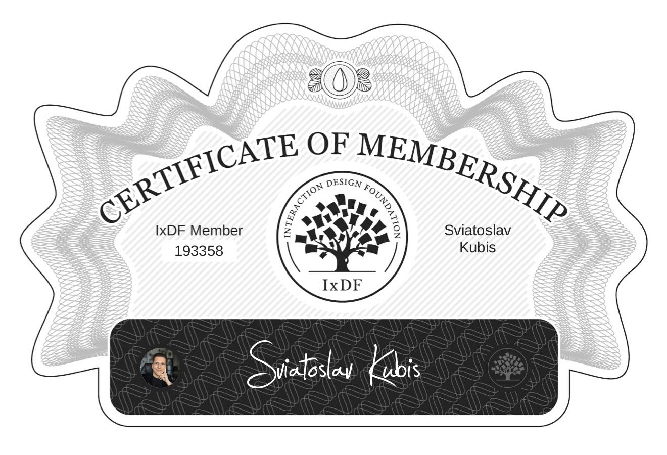 Certificate of Membership – Sviatoslav Kubis