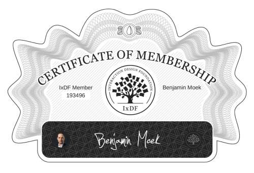 Certificate of Membership – Benjamin Moek