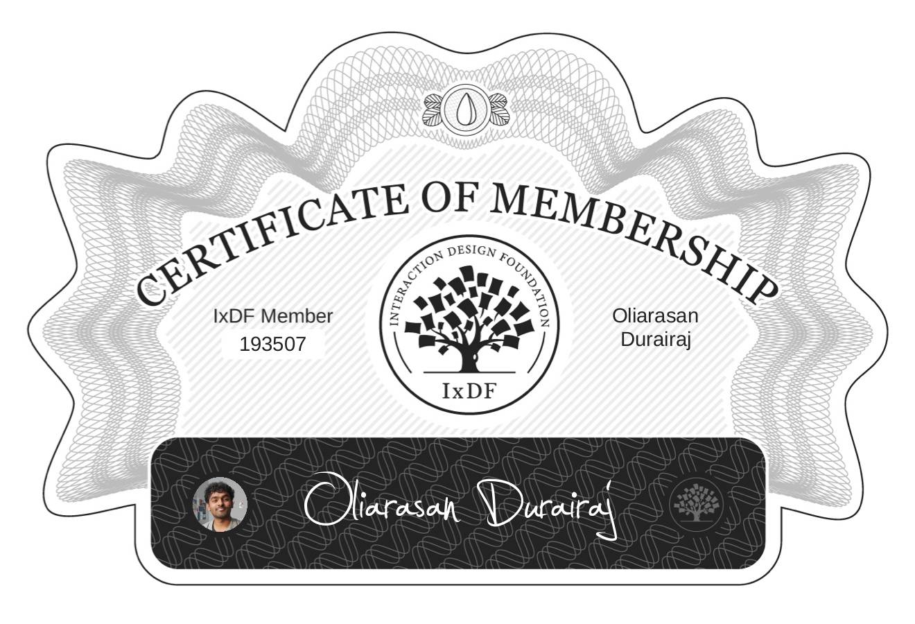 Certificate of Membership – Oliarasan Durairaj