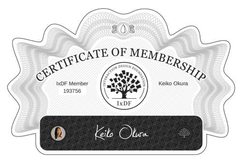 Certificate of Membership – Keiko Okura