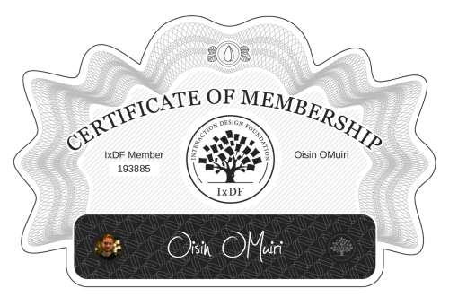 Certificate of Membership – Oisin OMuiri