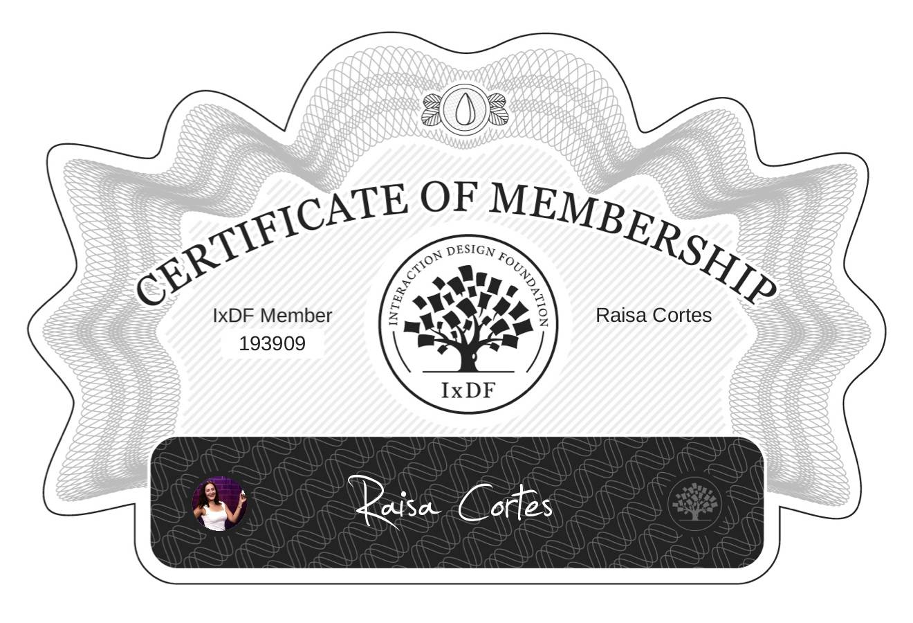 Certificate of Membership – Raisa Cortés