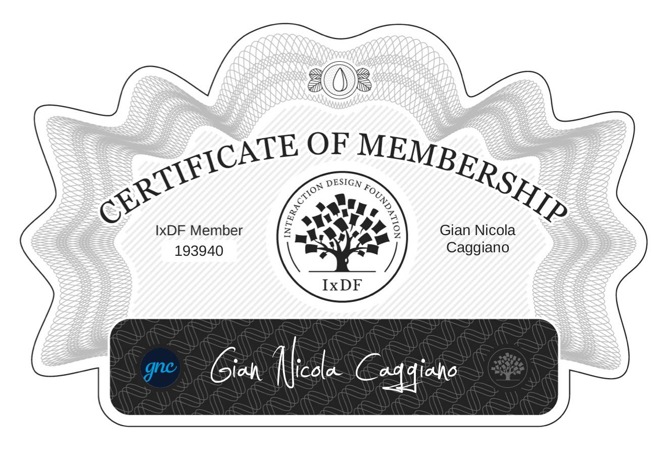 Certificate of Membership – Gian Nicola Caggiano
