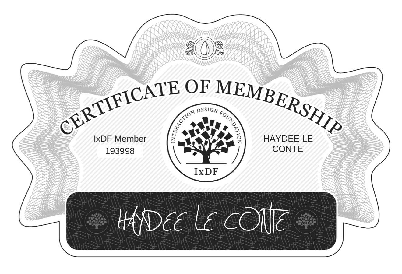 Certificate of Membership – HAYDEE LE CONTE