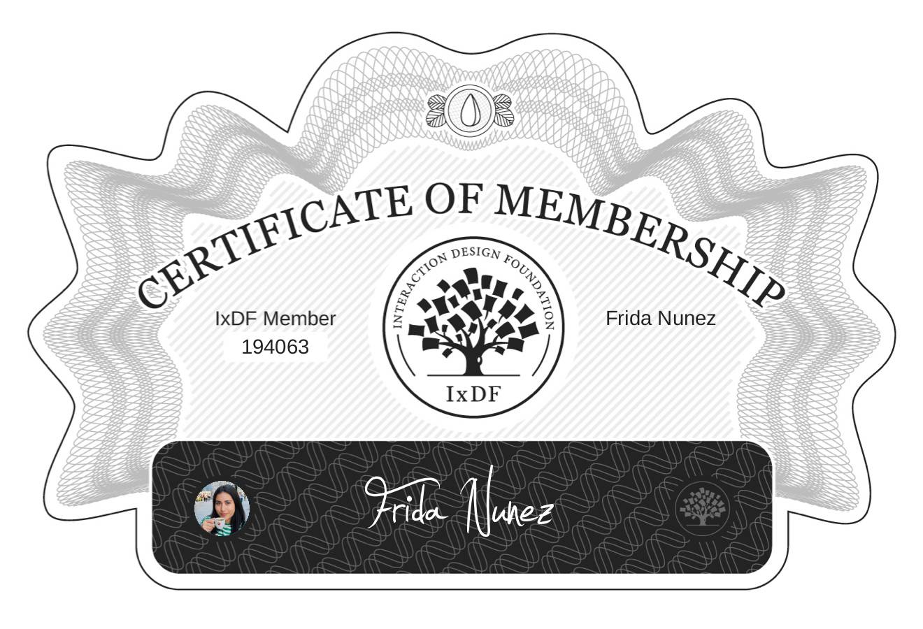 Certificate of Membership – Frida Nuñez