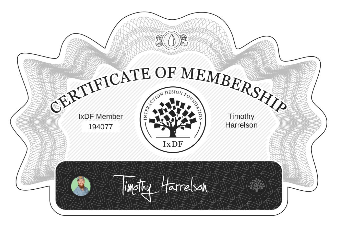 Certificate of Membership – Timothy Harrelson