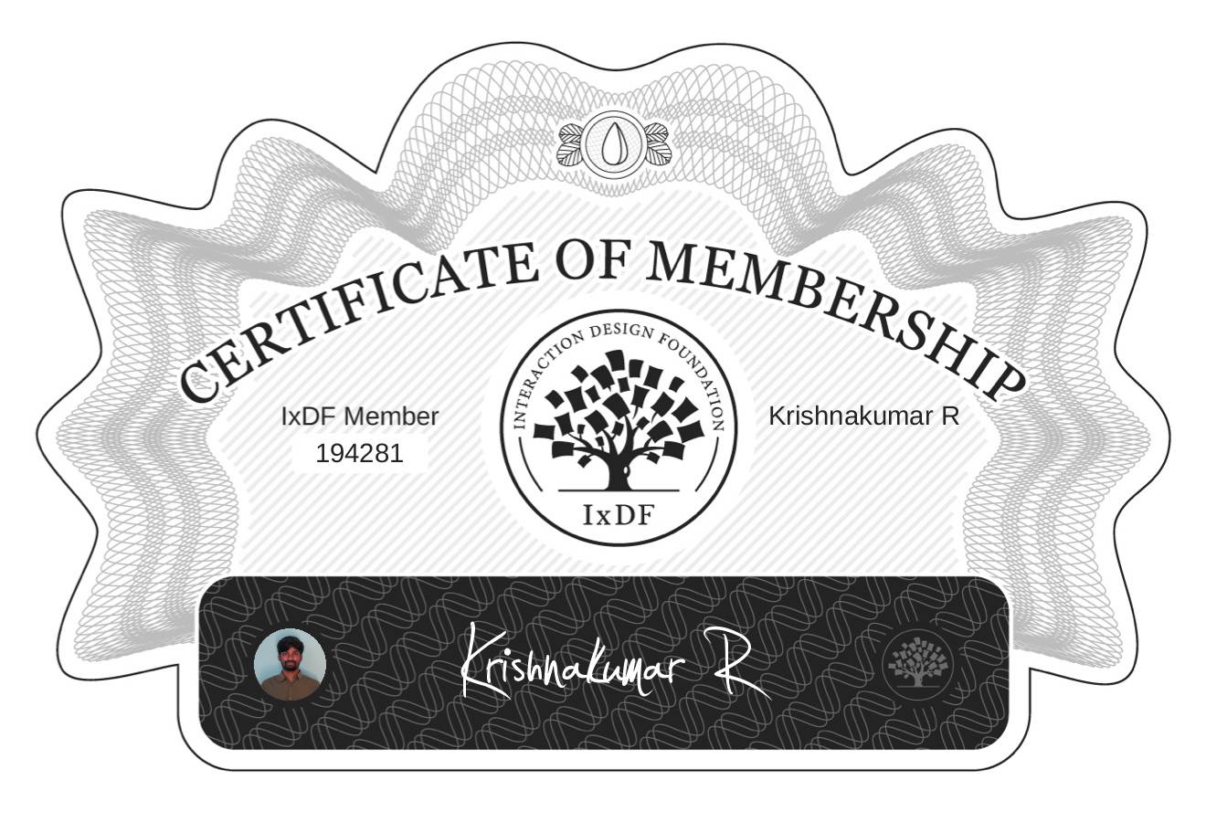 Certificate of Membership – Krishnakumar R